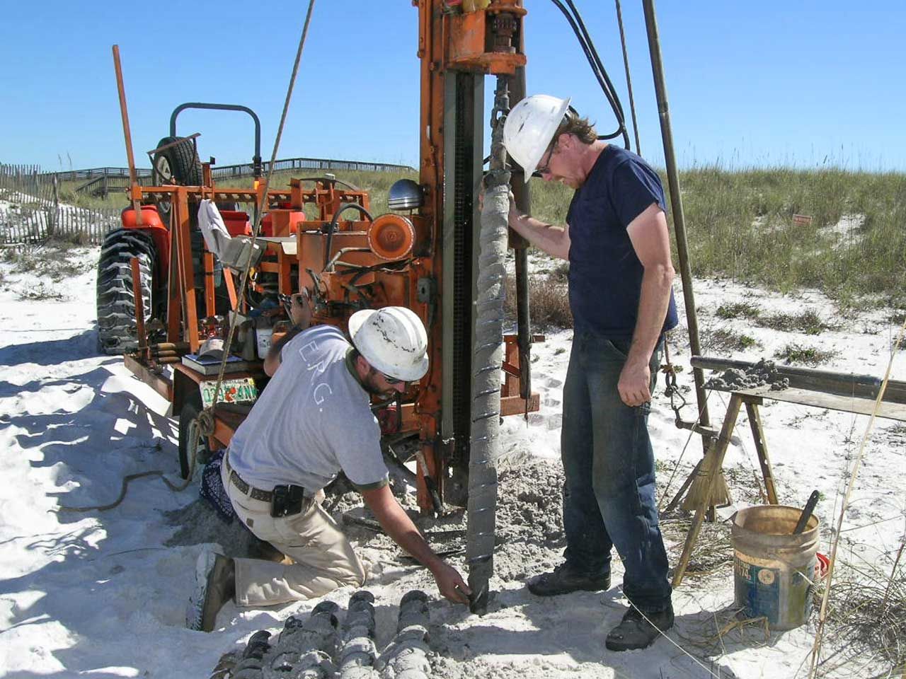 Geotechnical sampling on Navarre Beach for Acorn Fine Homes