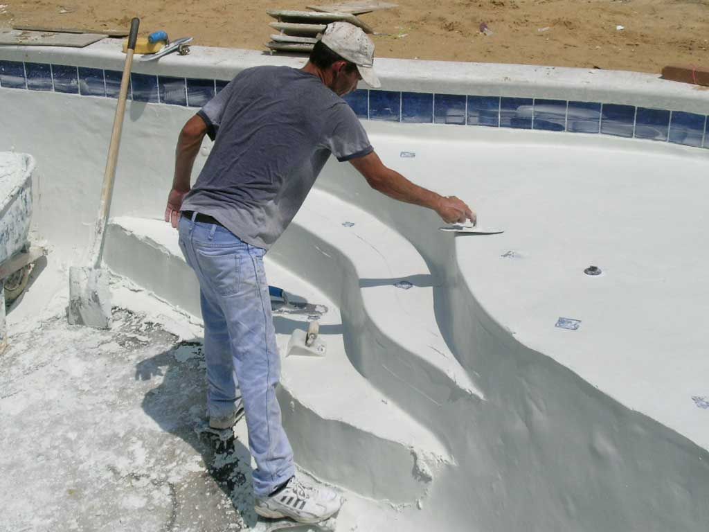 plastering the pool