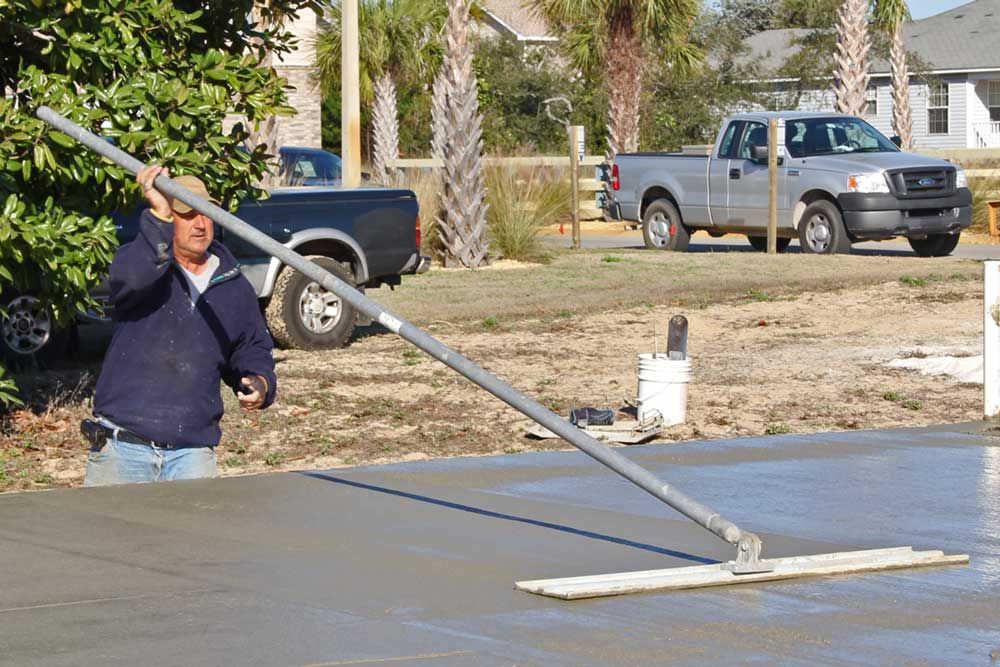 Bull floating the concrete