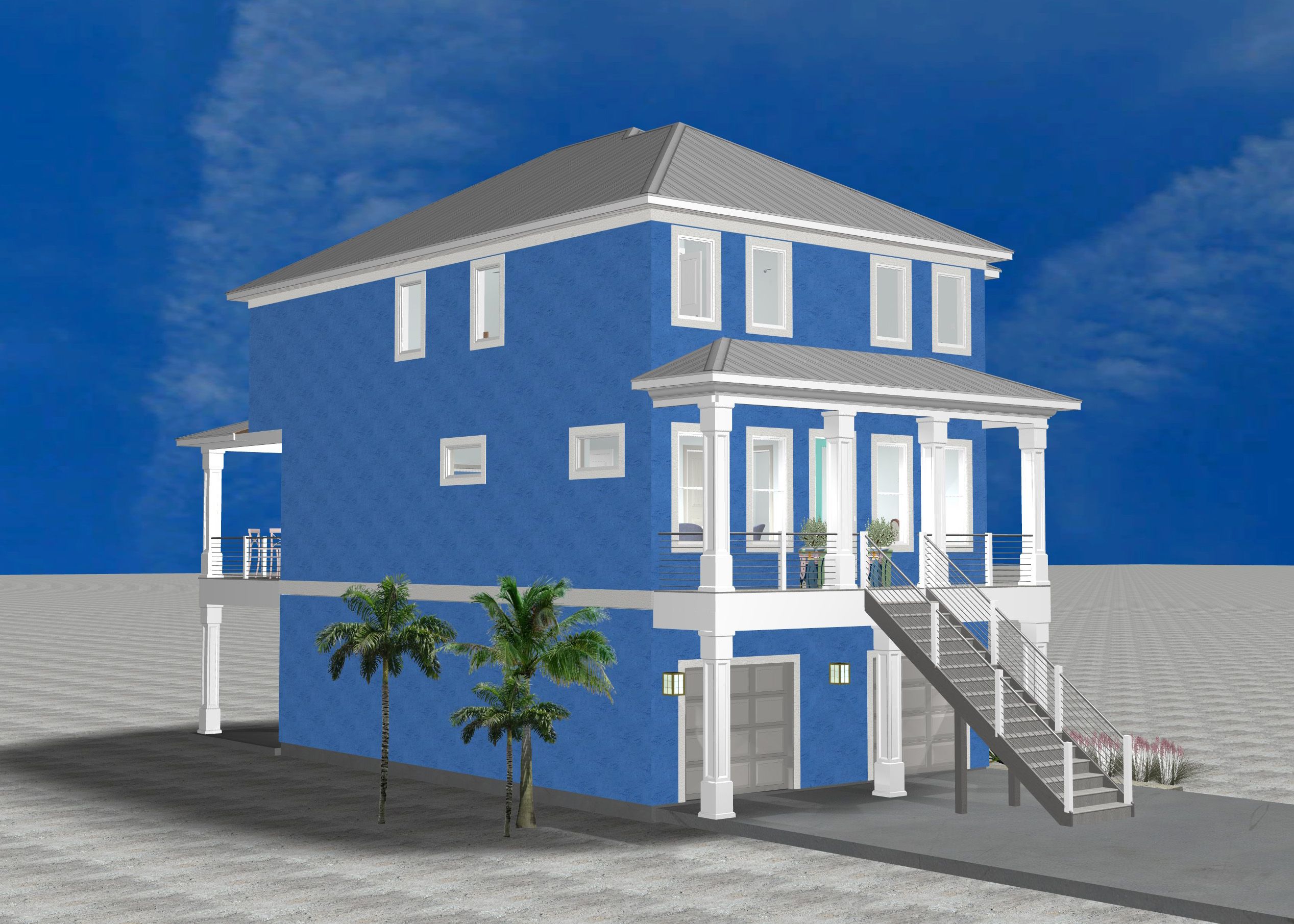 Caribbean Isles modern coastal piling home by Acorn Fine Homes