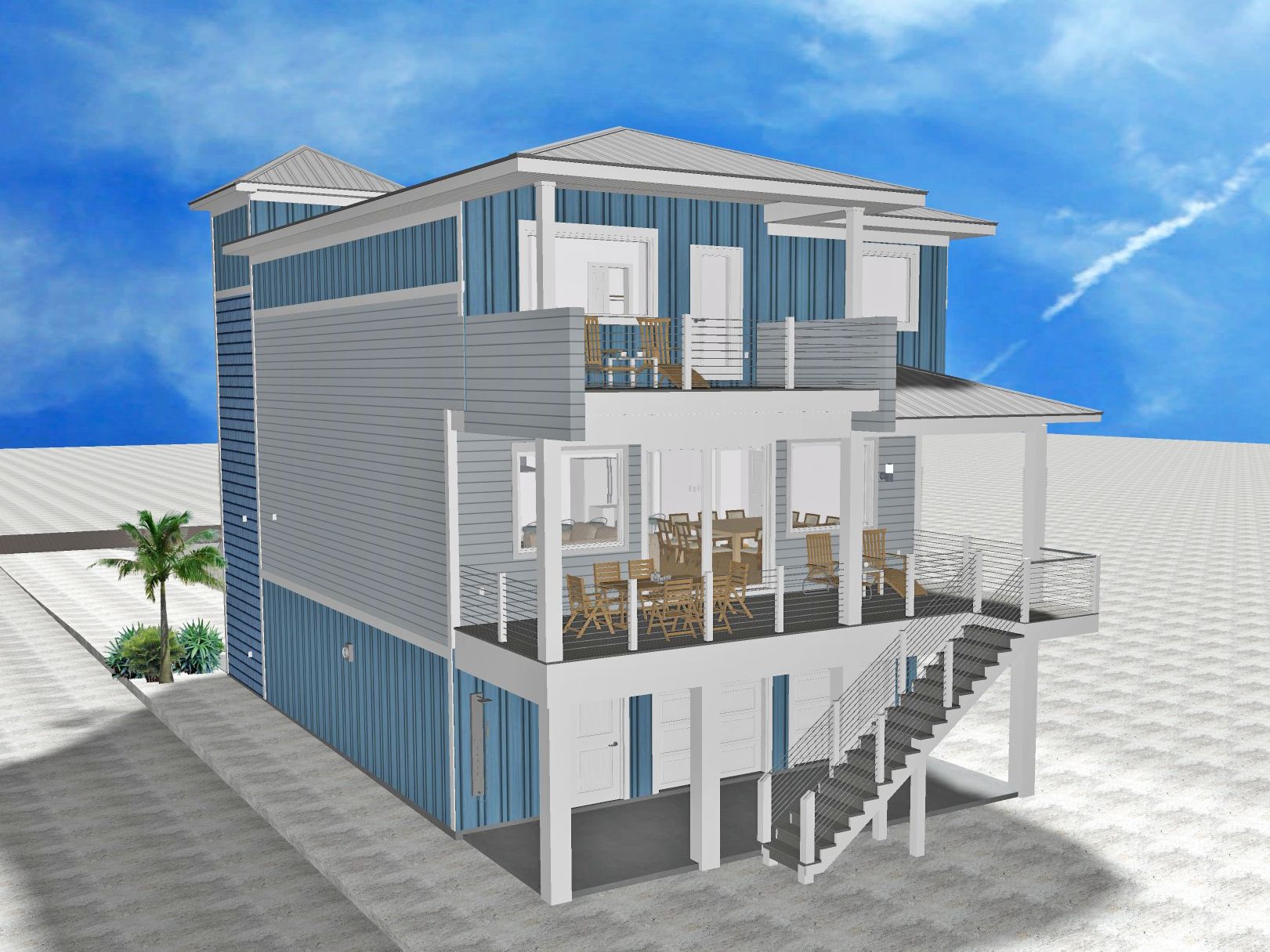 Wunderlick modern coastal piling home on Navarre Beach