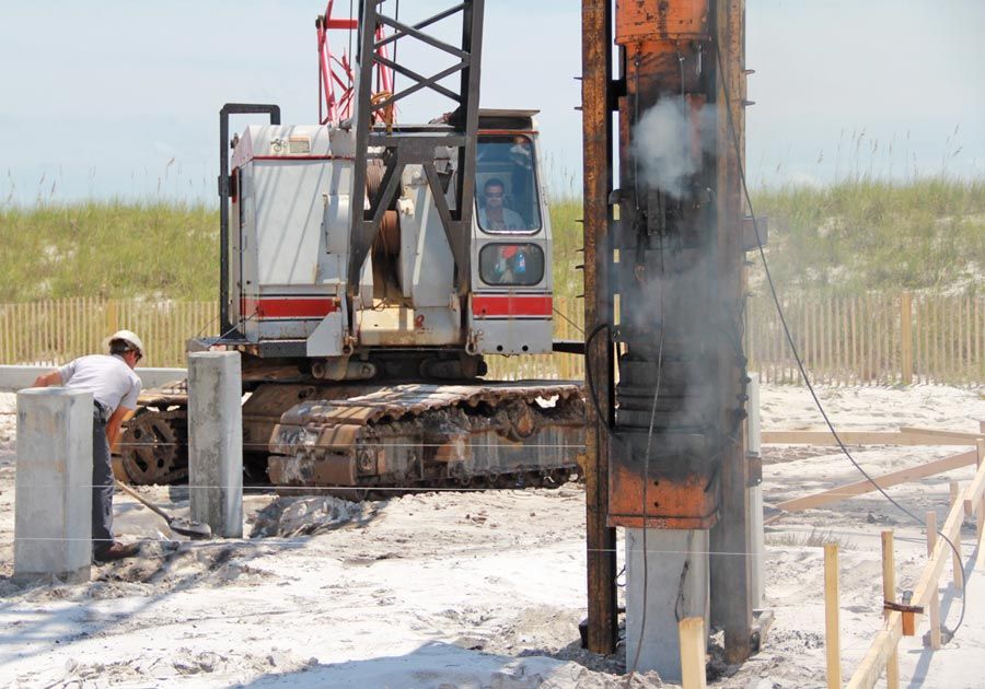 Piling installation by Acorn Fine Homes