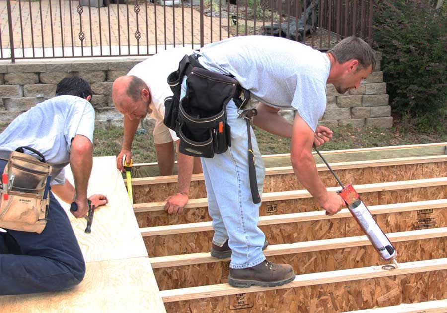 Glueing the off grade floor system