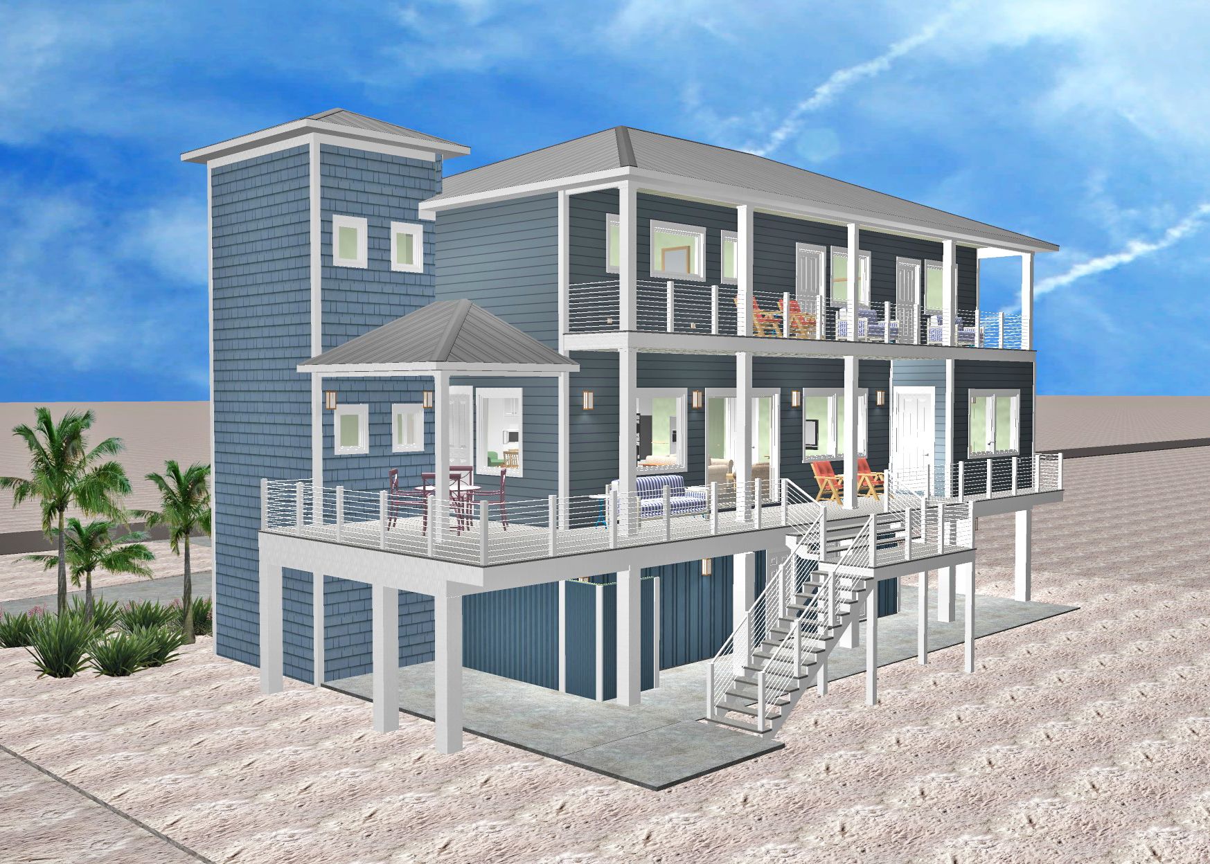 Corte modern coastal piling home on Navarre Beach