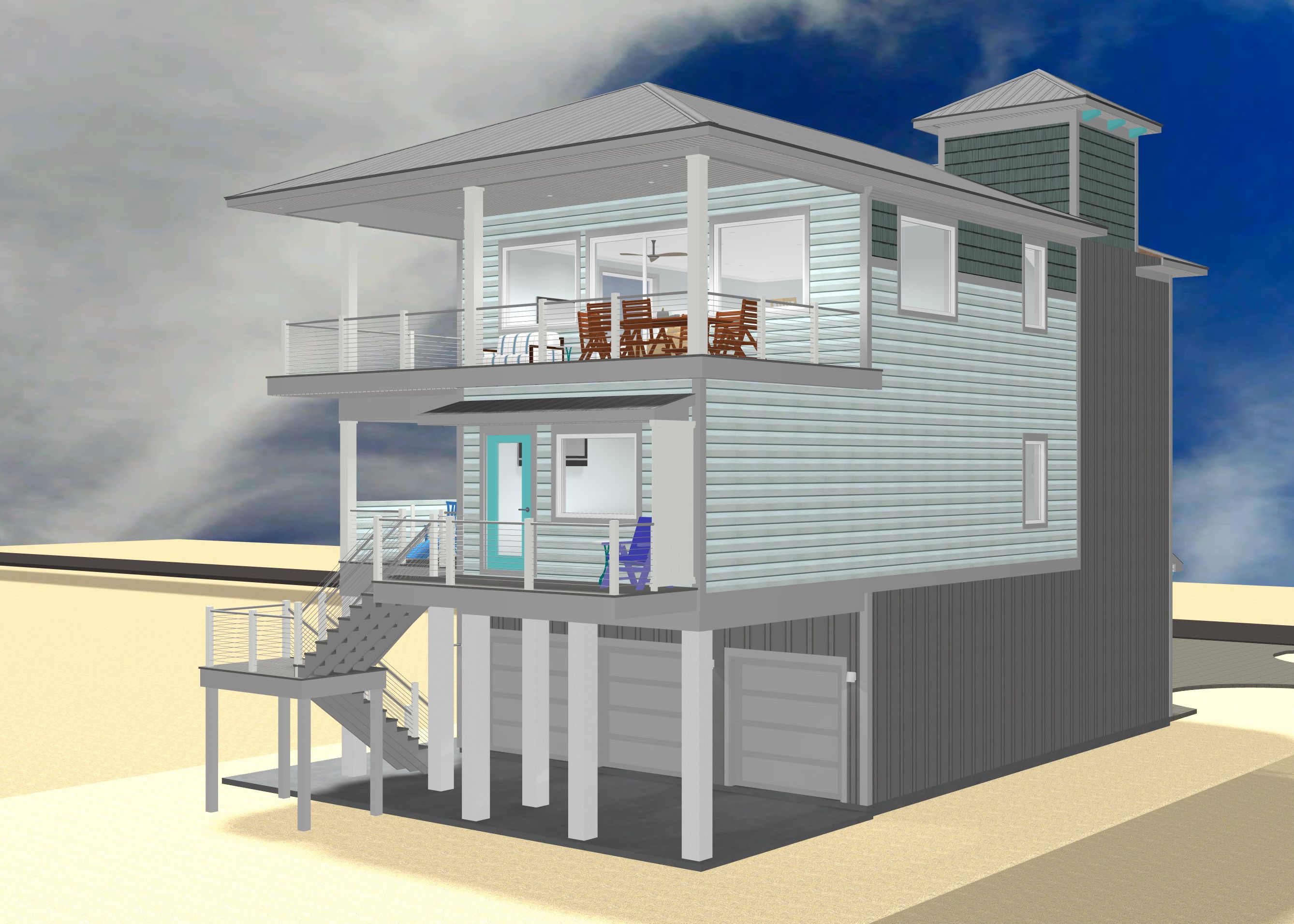 Wunderlick modern coastal piling home on Navarre Beach